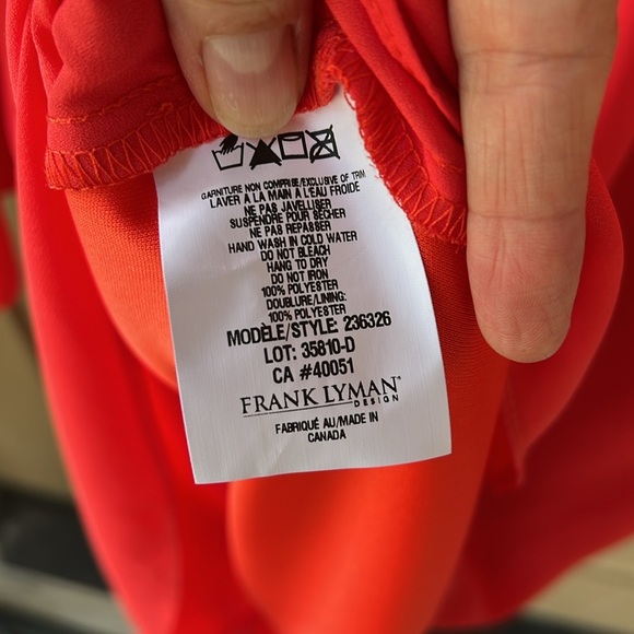 Frank Lyman Fire Woven Shift Dress New w Tags size 10 Flounce Sleeves - Picture 7 of 9